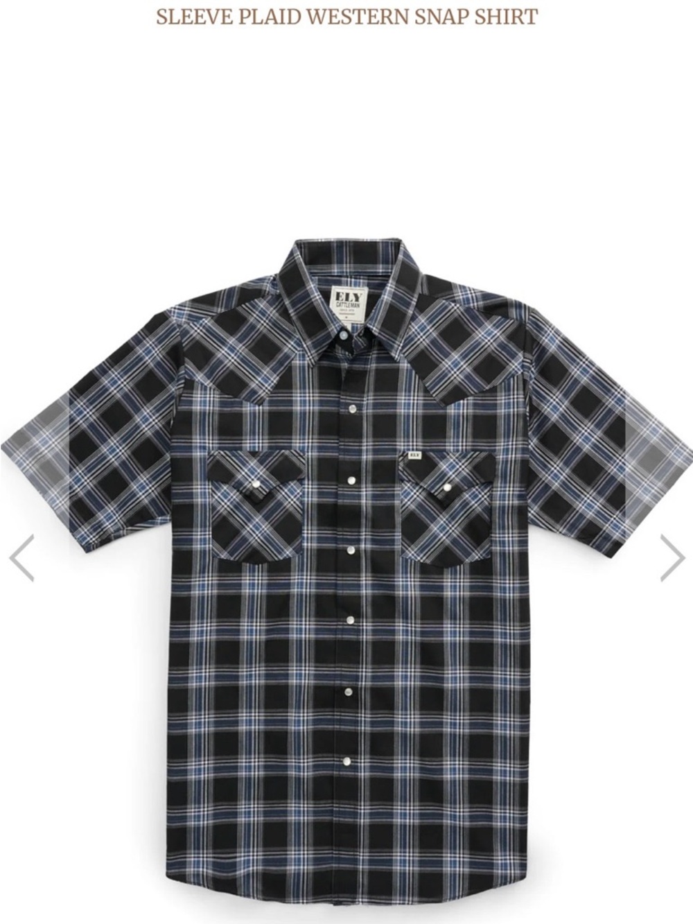 Ely Cattleman Blue Plaid Short-Sleeve Western Pearl Snap Shirt